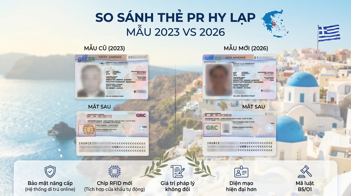 Thẻ xanh Hy Lạp mẫu mới gắn chip điện tử sinh trắc học cho nhà đầu tư